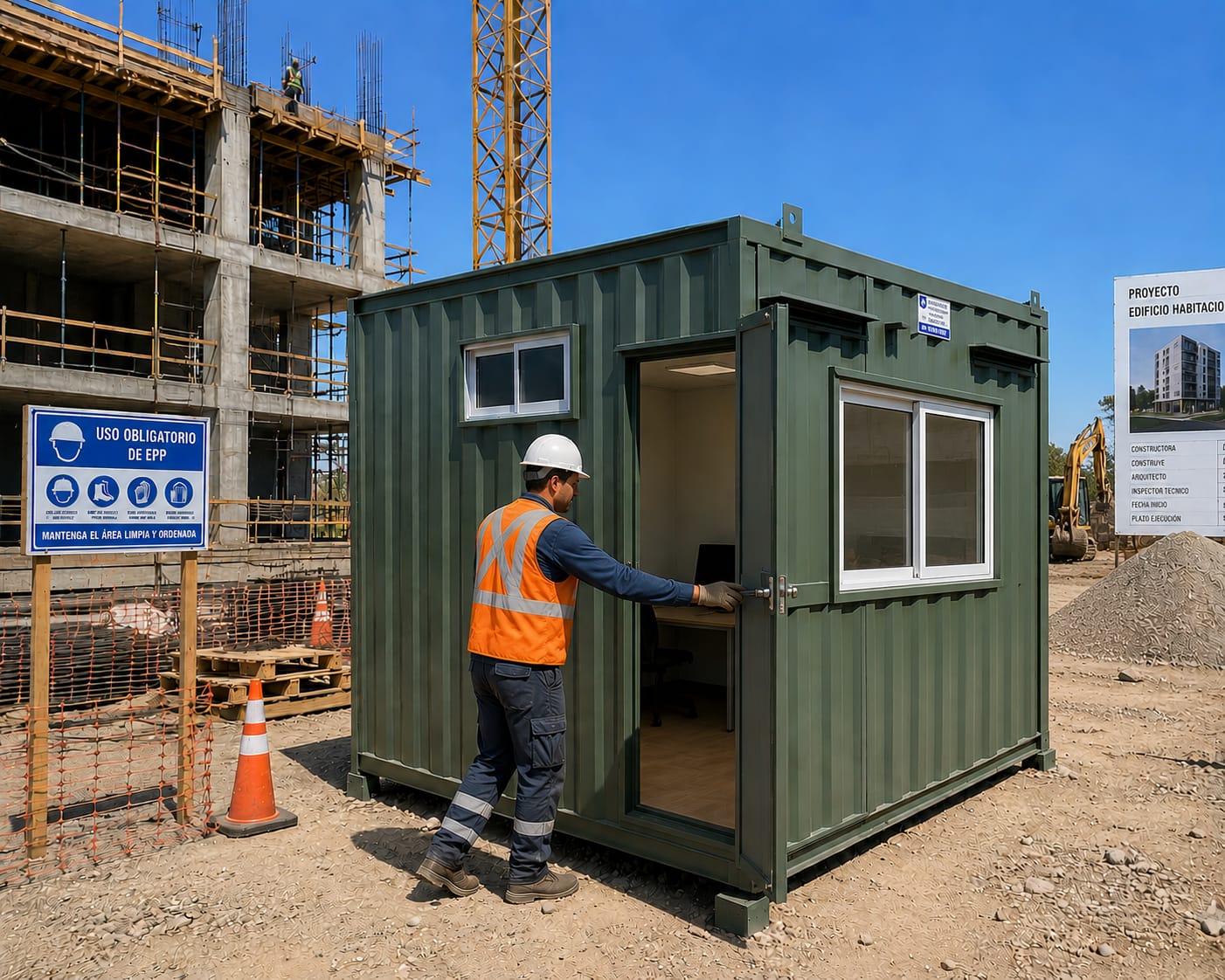 Oficina container para obra, proyecto realizado por Intercontainers