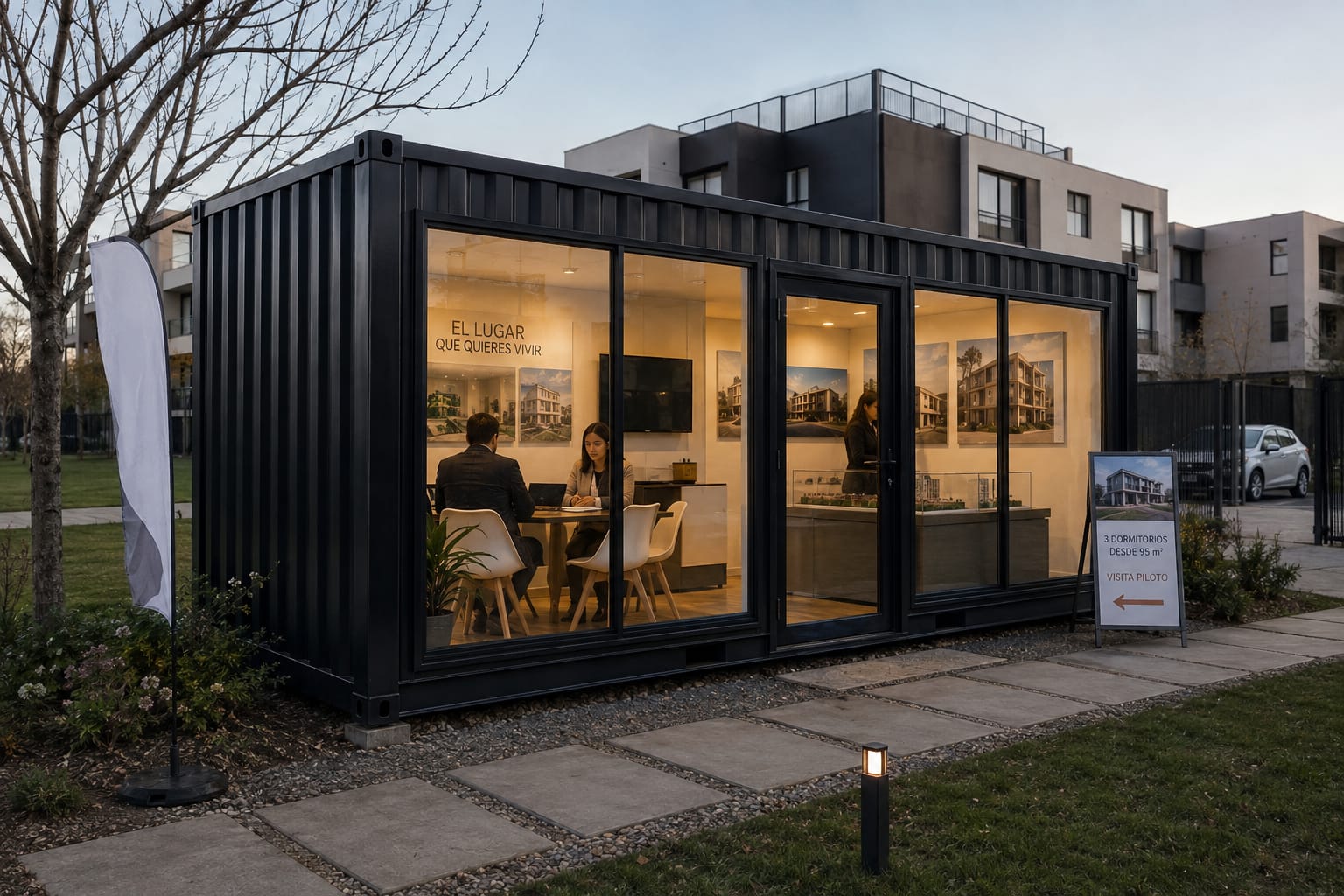 Sala de ventas modular en operación, proyecto realizado por Intercontainers